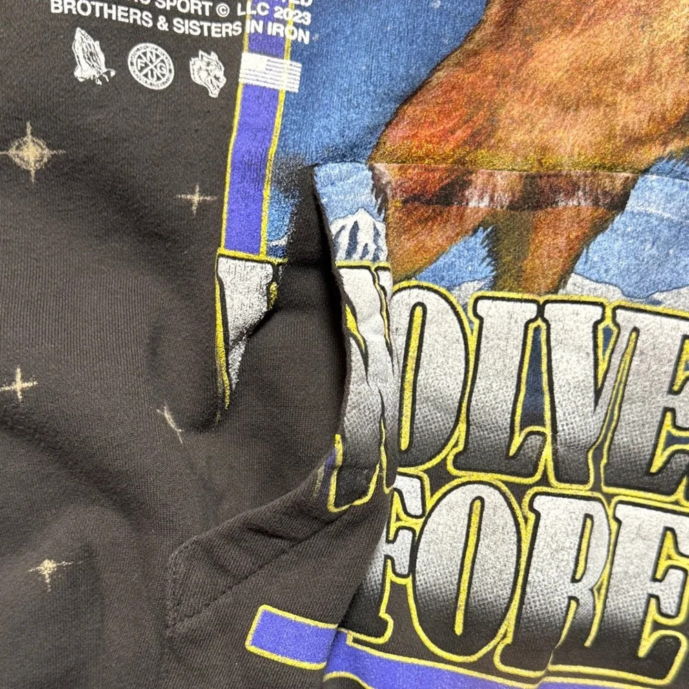DARC SPORT Wolves Club Faded Black 'Wolves Forever' Graphic Hoodie Sweatshirt M - Picture 8 of 15